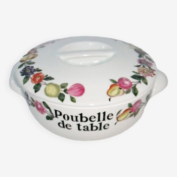 Poubelle de table porcelaine de Paris ramasse miettes décor les quatre saisons