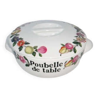 Poubelle de table porcelaine de Paris ramasse miettes décor les quatre saisons