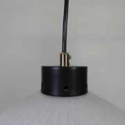 Vintage pendant lamp with white ribbed glass ball, 1960s