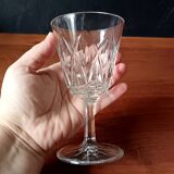 6 large champagne glasses vmc reims "champagne" pattern vintage france