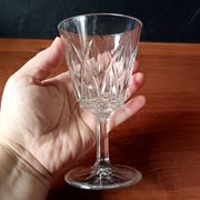 6 large champagne glasses vmc reims "champagne" pattern vintage france
