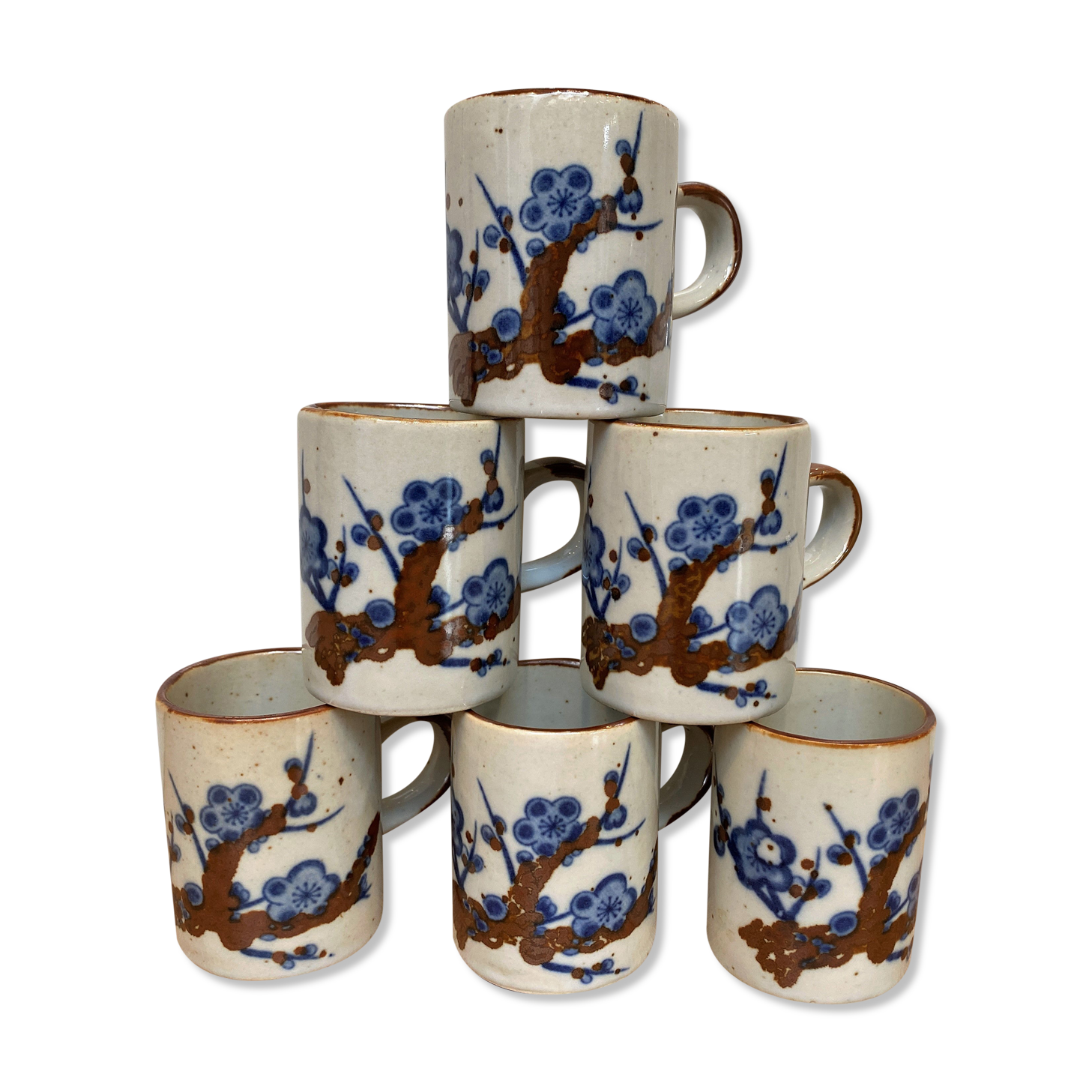 Set of 6 stoneware coffee cups