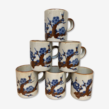 Set of 6 stoneware coffee cups