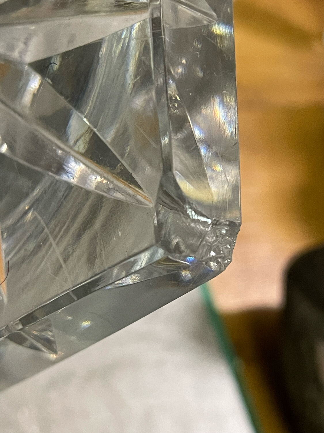 Diamond-cut crystal baluster vase with Lorraine cross