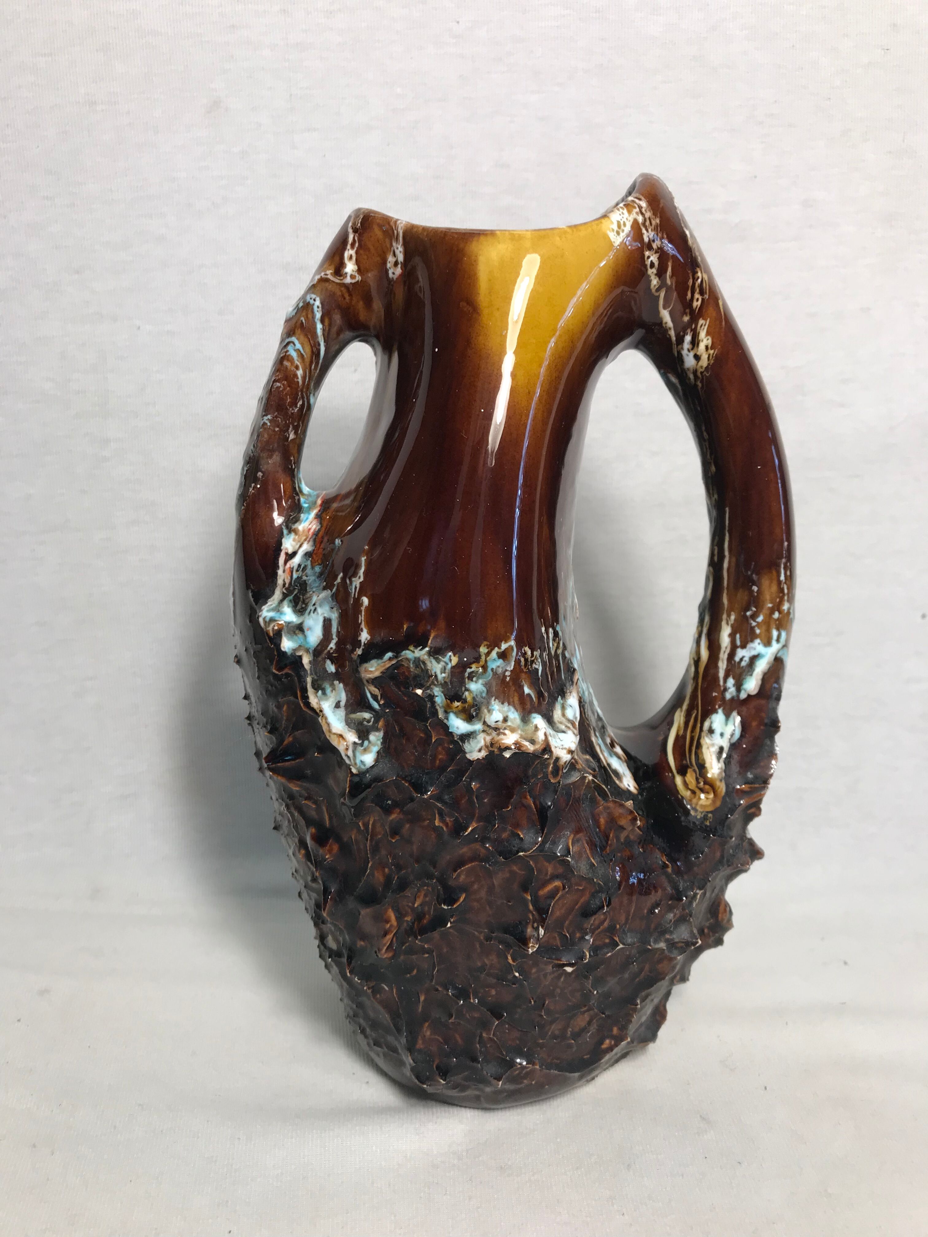 Former vallauris + 2 handles ceramic vase stamped vintage