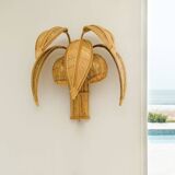 Paire d’appliques « cocotier/palmier » en rotin