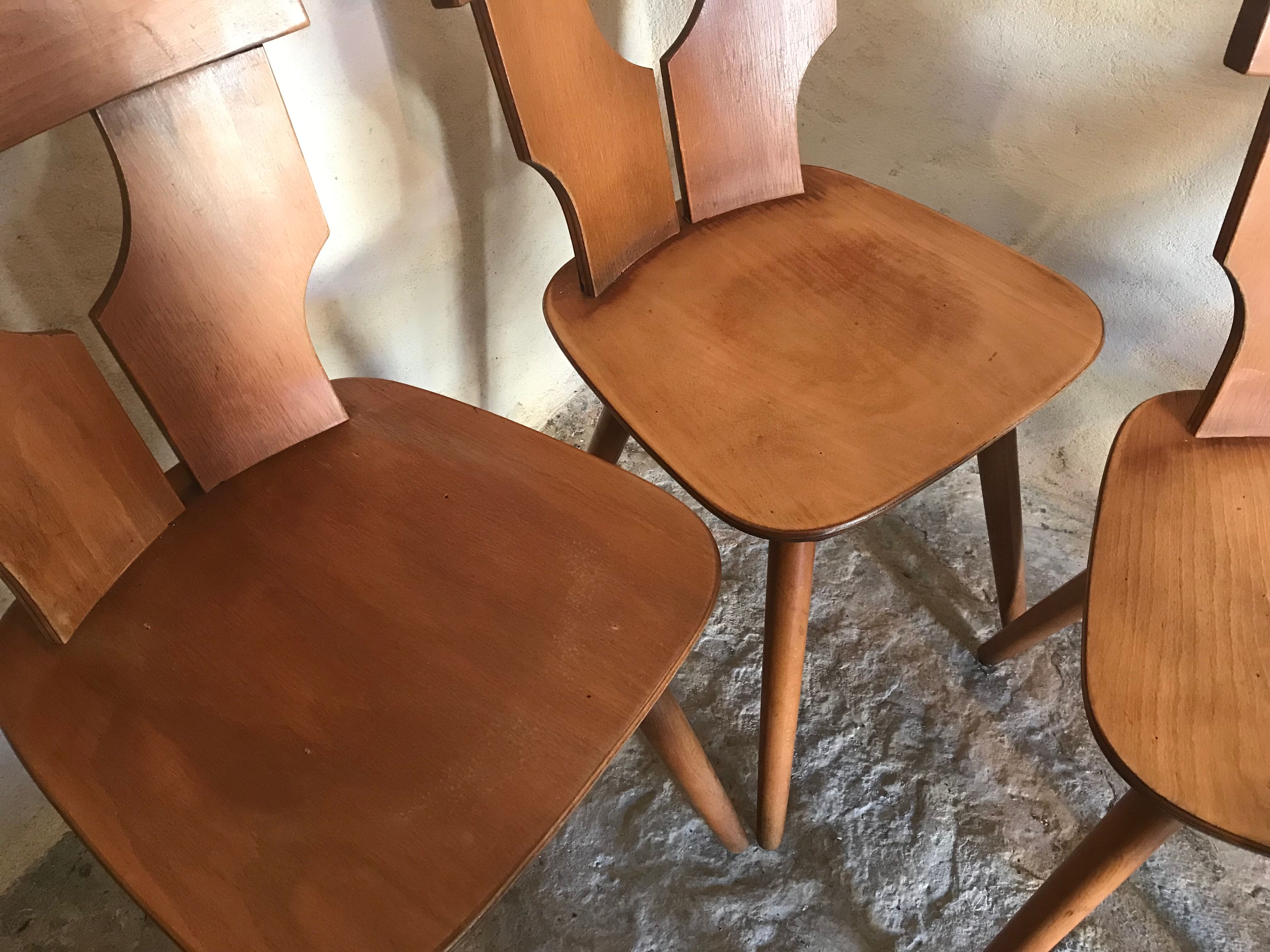 Lot de 6 chaises brutalistes vintage 1960-1980