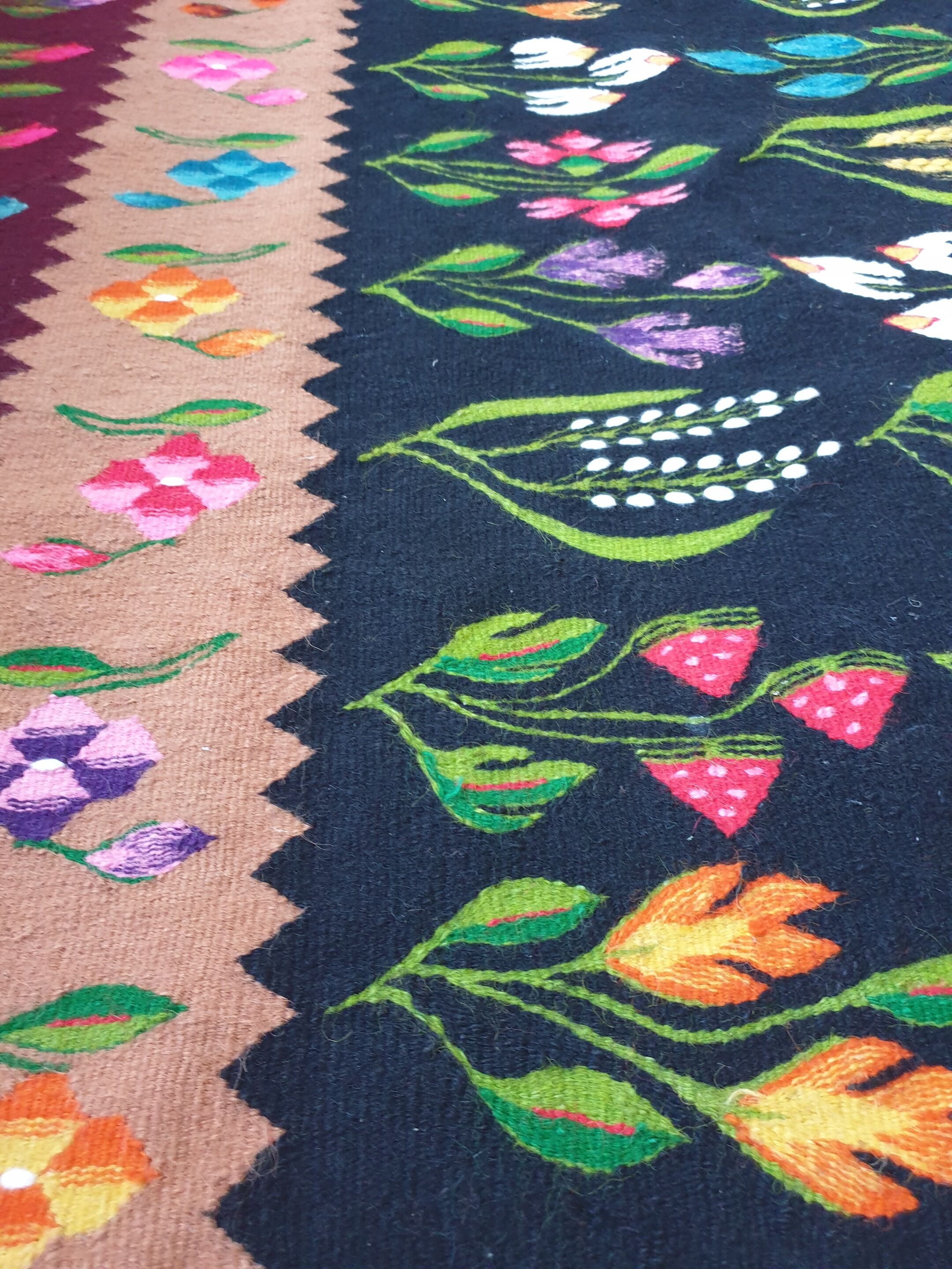 Tapis Oltenian floral, tissé à la main, Roumanie