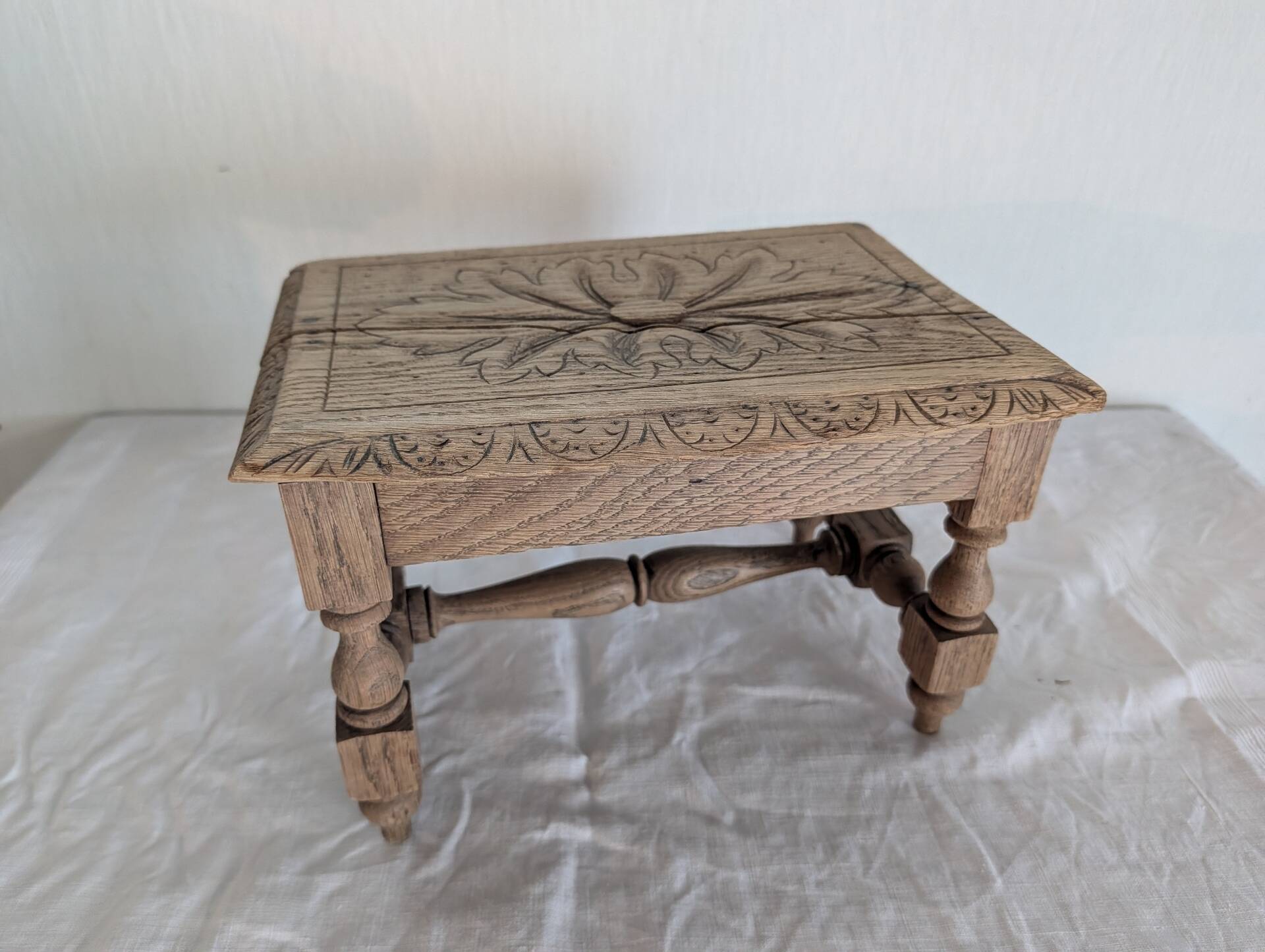 Small carved oak bench