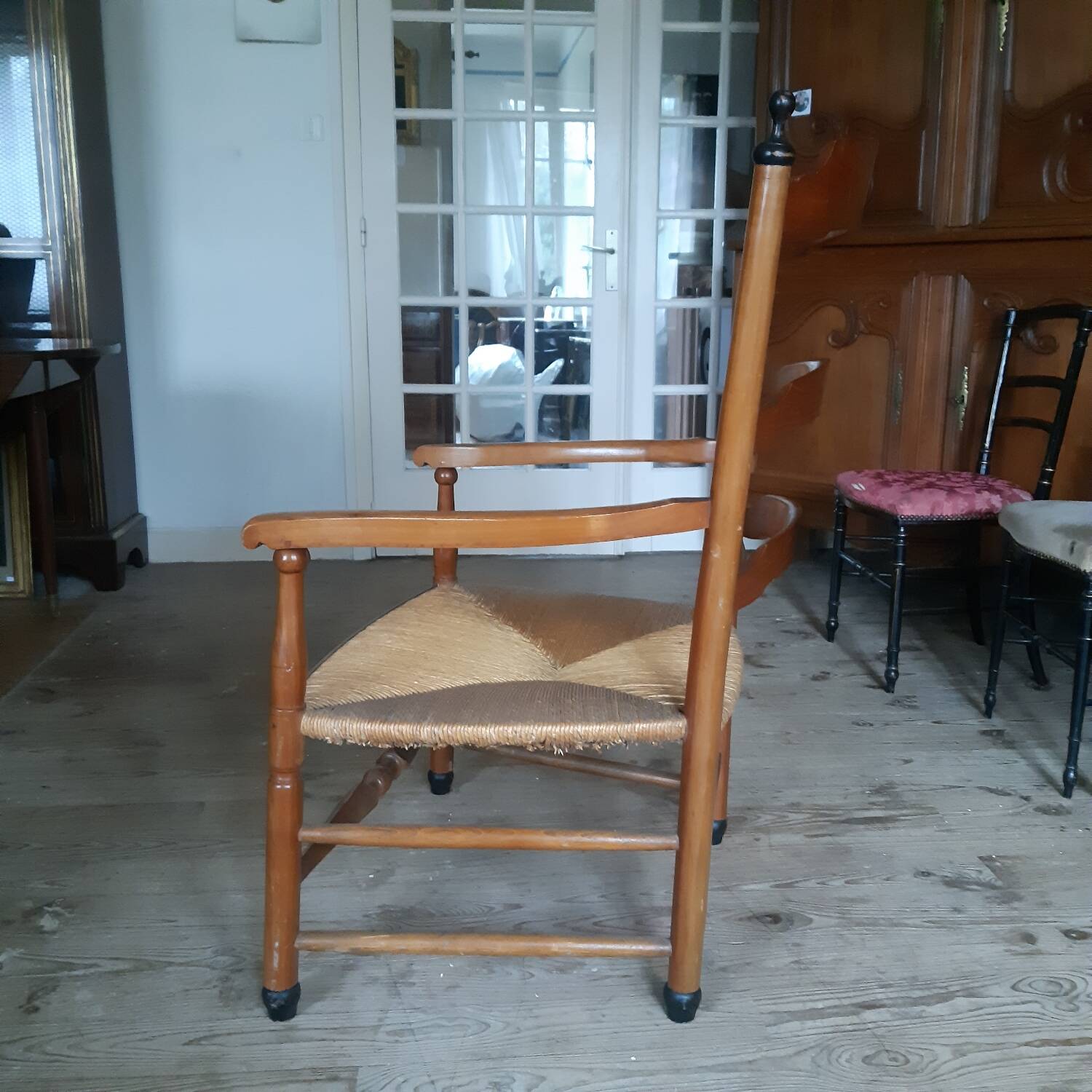 Large straw armchair