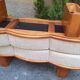 Three-Seater Benches in Sinuous Light Wood and Dedar Fabric, 2000s, Set of 2