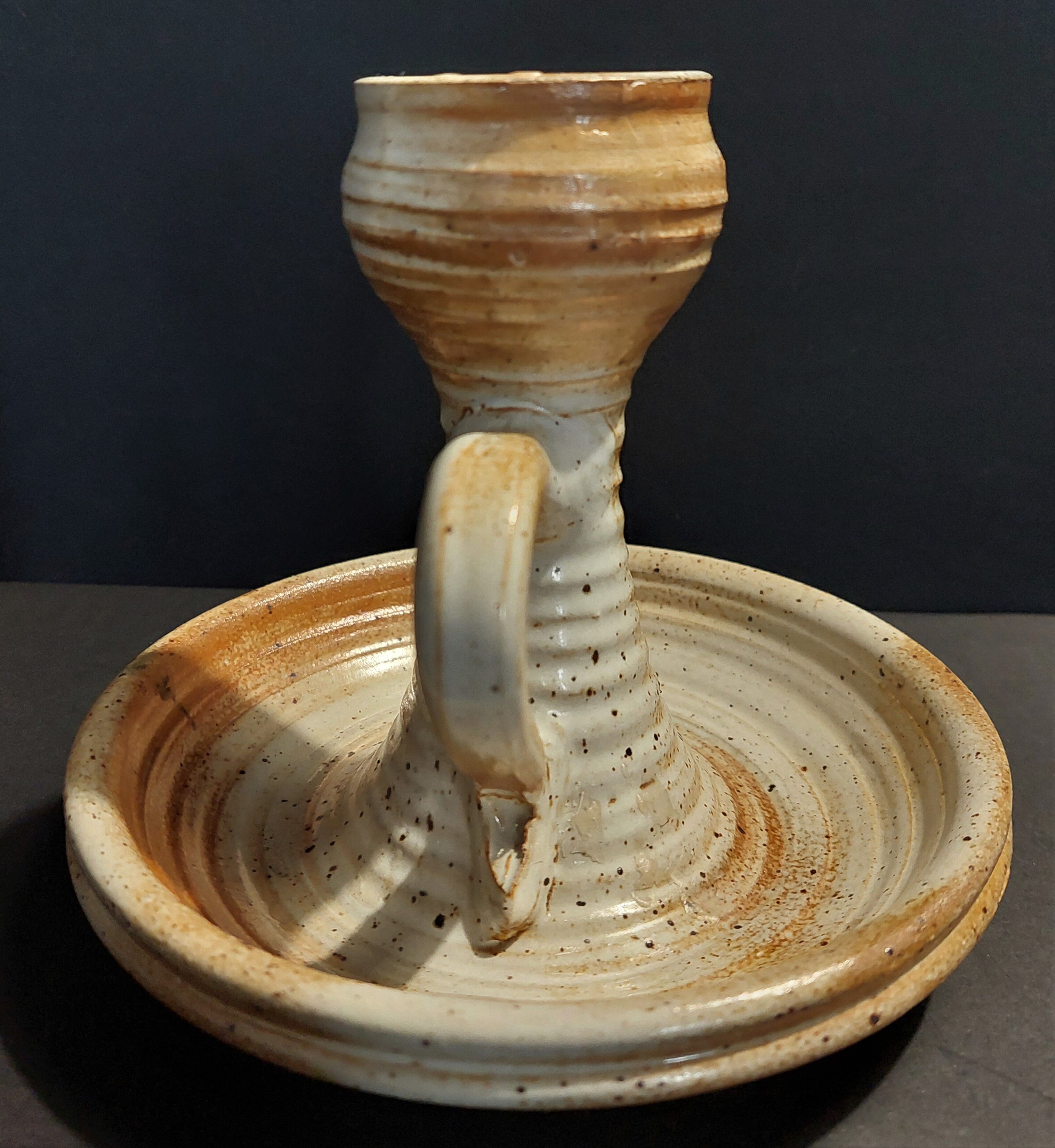 Sandstone hand candle holder signed sandstone of the twentieth century marsh