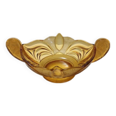 Art Deco Amber Blown Glass Bowl or Centerpiece by Brockwitz, Germany