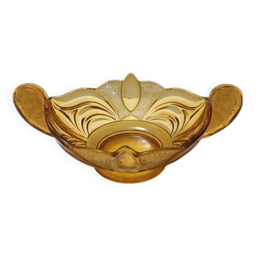 Art Deco Amber Blown Glass Bowl or Centerpiece by Brockwitz, Germany