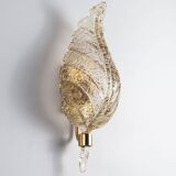 Frosted glass leaf wall lamp by Hillebrand, Germany, 1970s