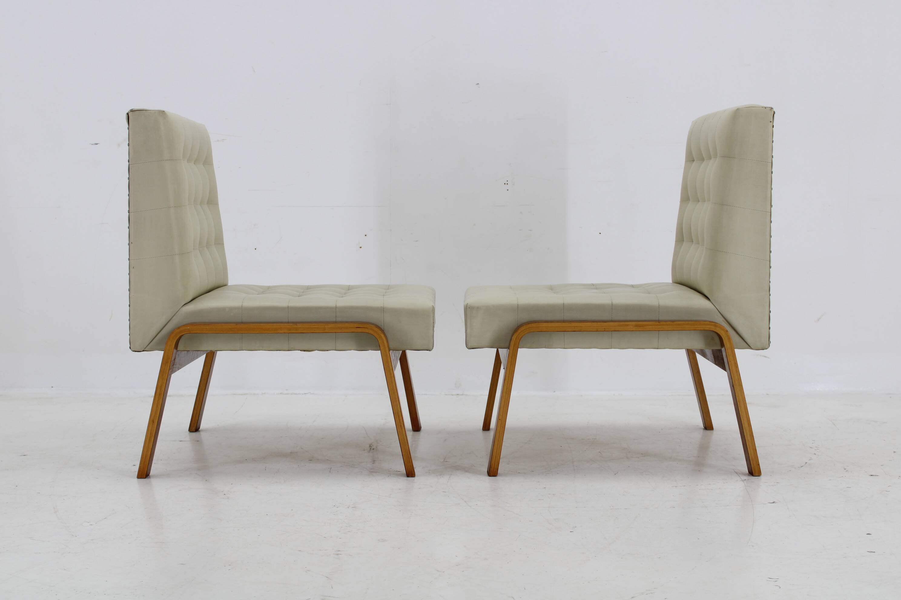 1970s Ludvik Volak Pair of Side Chairs by Drevopodnik Holesov , Czechoslovakia