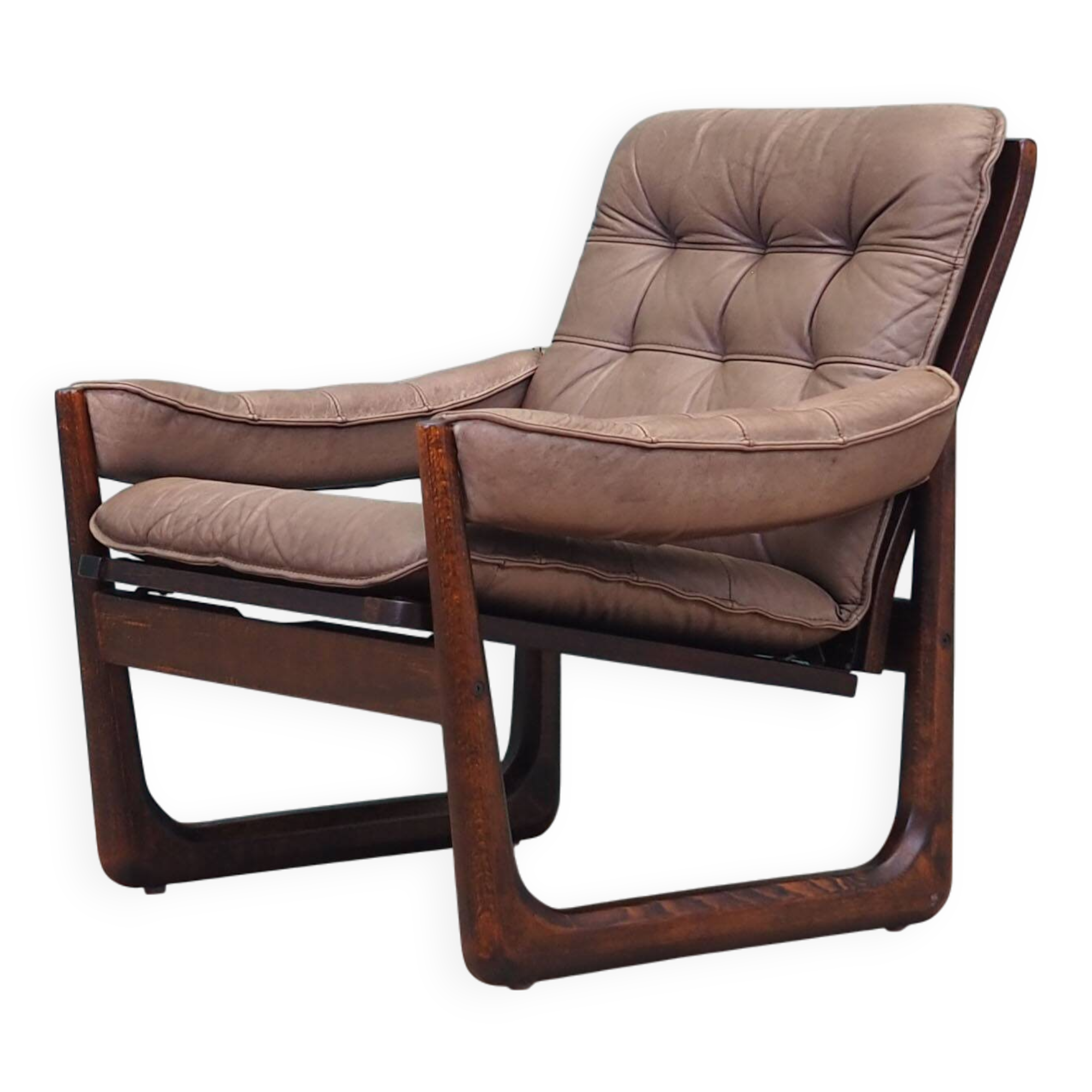 Fauteuil en cuir, design danois, années 1960, fabriqué par Genega Møbler