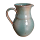 Pitcher with handle green celadon turquoise and caramel
