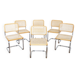 6 Cesca B32 Breuer Chairs Made in Italy - Canework of the seats redone