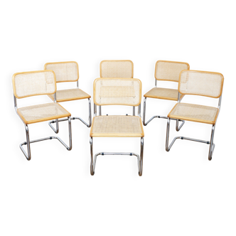 6 Cesca B32 Breuer Chairs Made in Italy - Canework of the seats redone