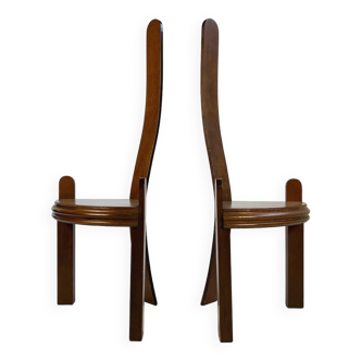 Chaises vintage faites à la main en bois courbé
