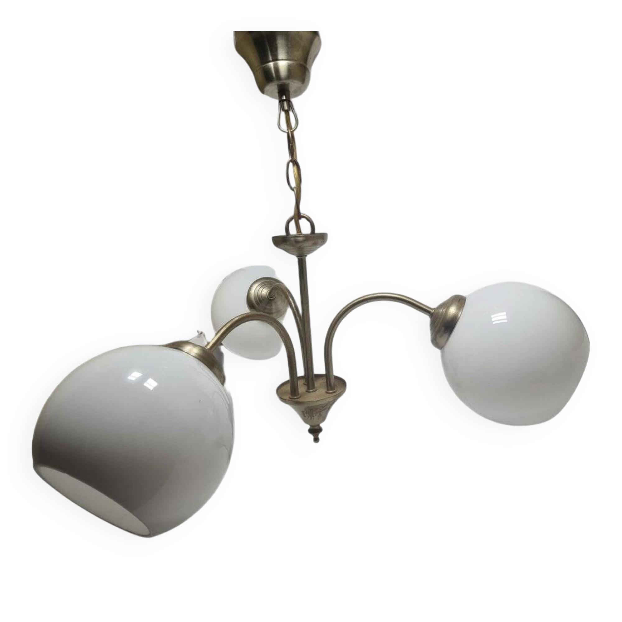 Art Deco glass and brass chandelier, Poland, 1970s