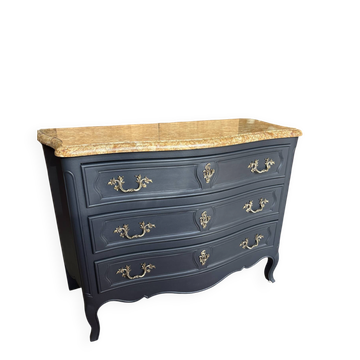 Renovated antique oak chest of drawers – 3 drawers – Marble top
