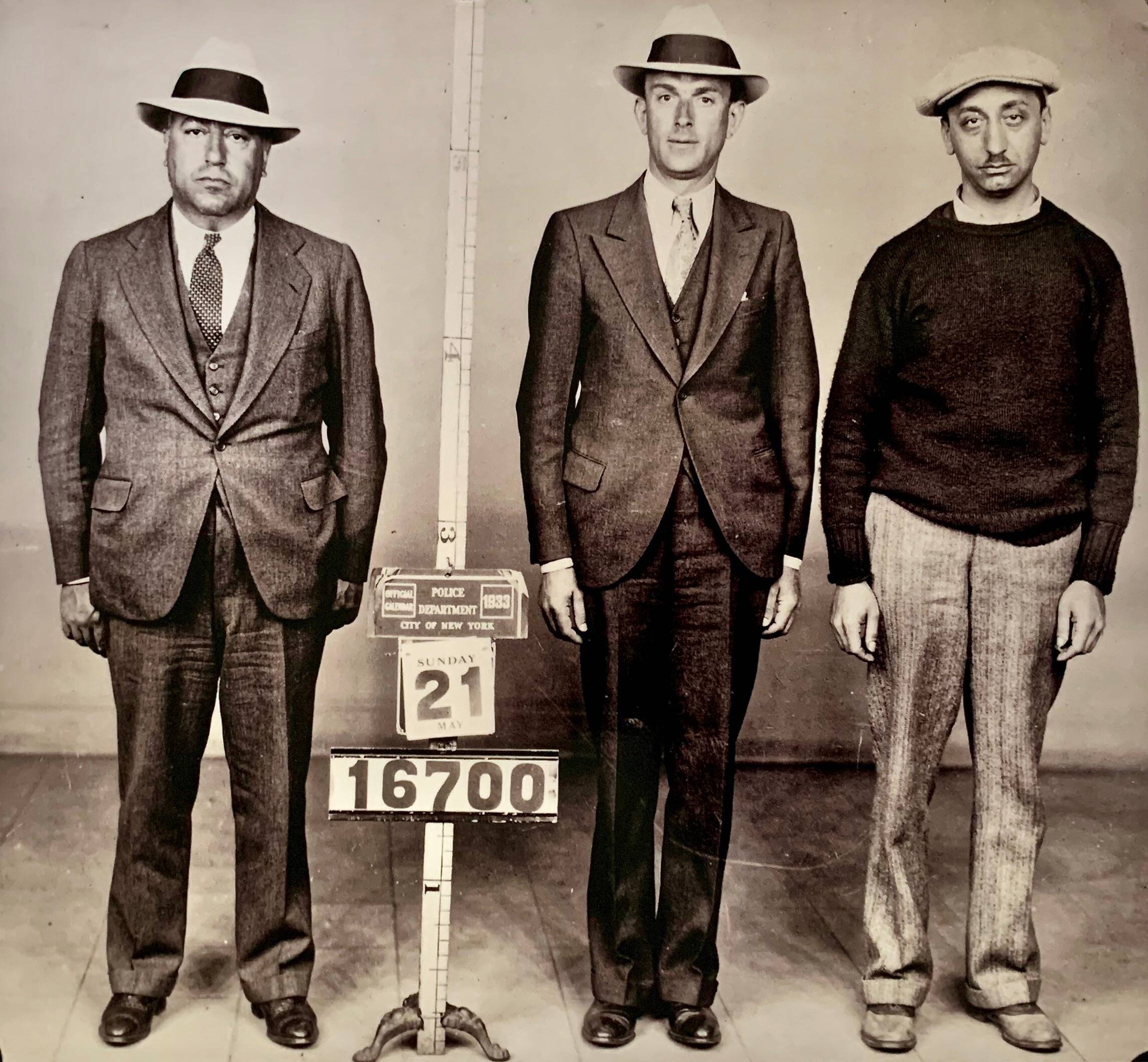NYC Police Department 1933 Waxey Gordon, Hymie Pincus, Albert Aront