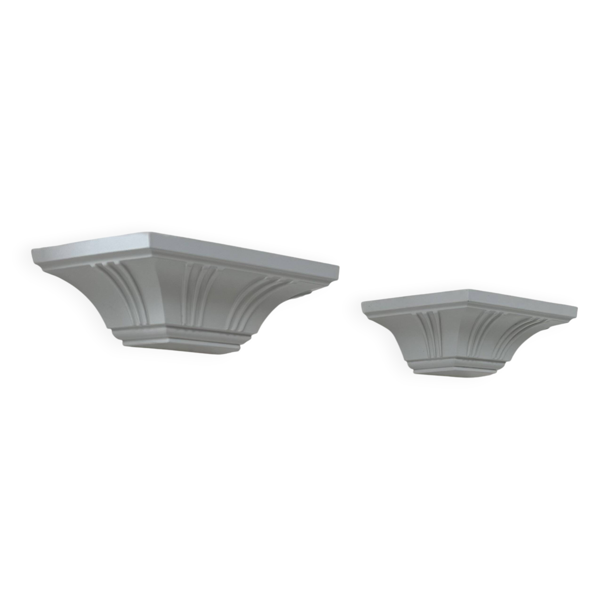 Pair of vintage wall lights, moulded pressed white matte ABS, France, 1980.
