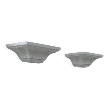 Pair of vintage wall lights, moulded pressed white matte ABS, France, 1980.