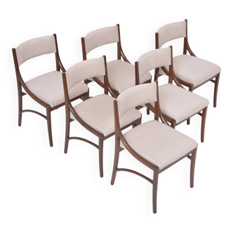 Ensemble de six chaises de salle à manger beiges modernes du milieu du siècle par Ico Parisi pour Cassina