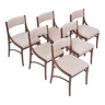 Ensemble de six chaises de salle à manger beiges modernes du milieu du siècle par Ico Parisi pour Cassina