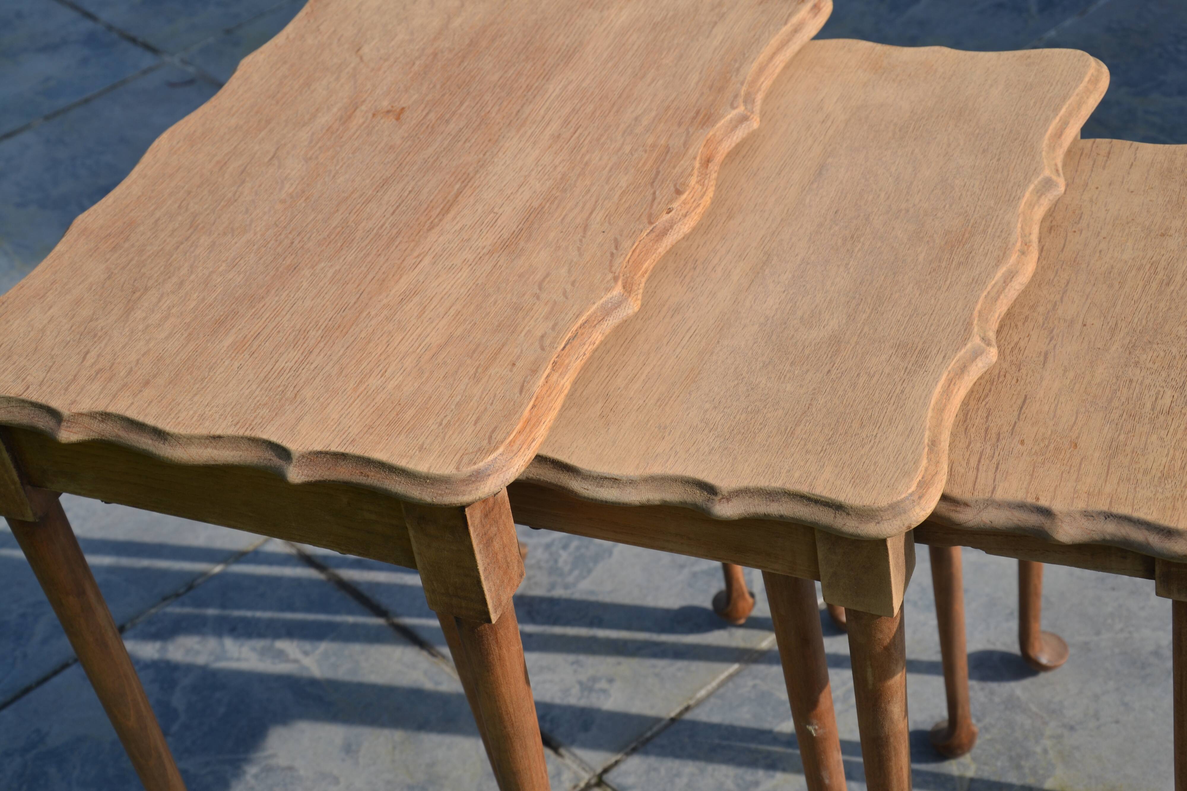 Nesting tables in oak from the 1930s.