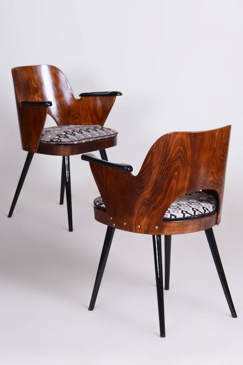 Set of Mid-Century Armchairs in Beech attributed to Oswald Heardtl, 1950s