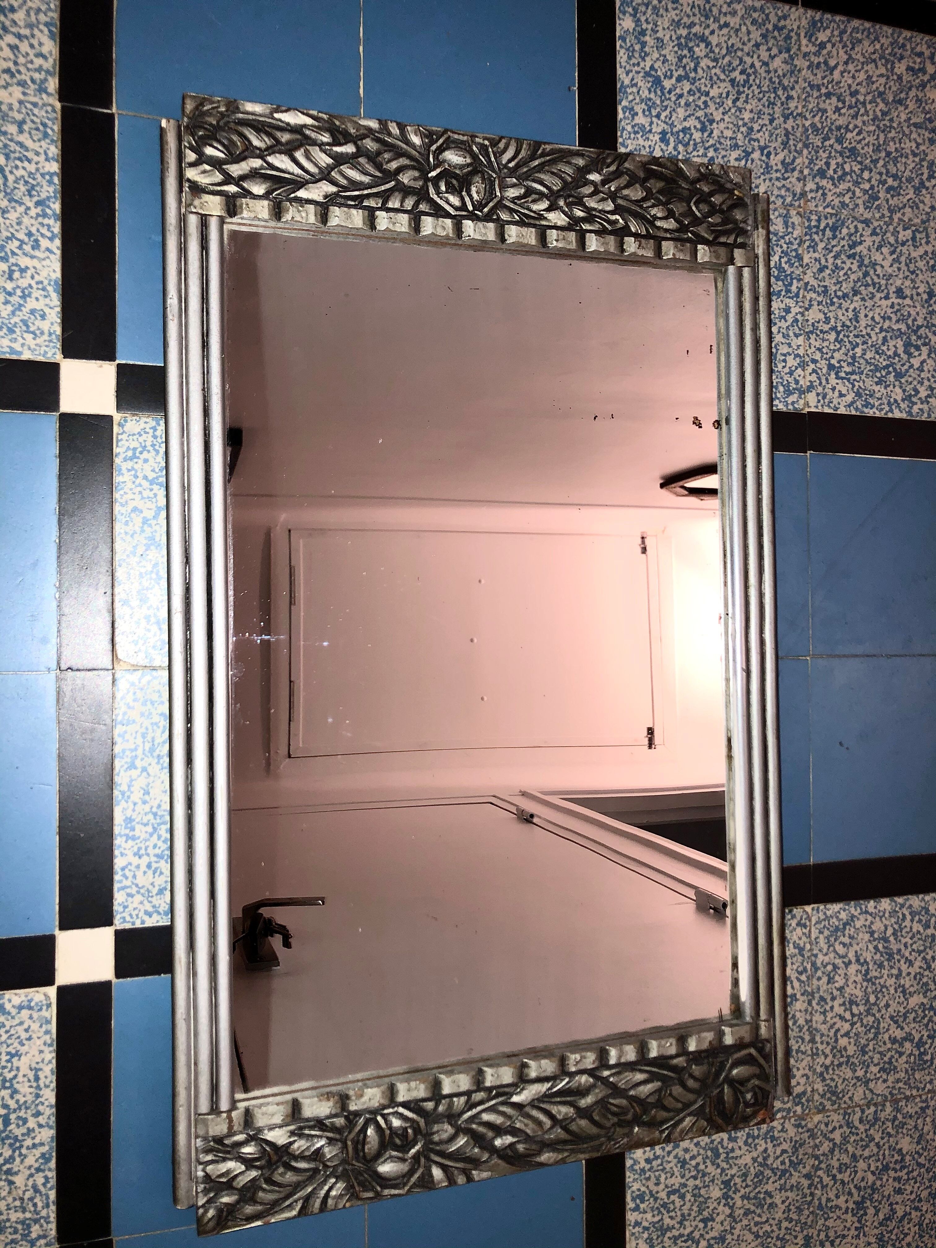 Art Deco mirror in carved wood 28x45cm