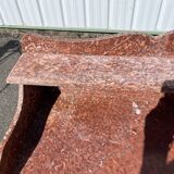 Meuble de toilette ancien en bois et marbre rouge