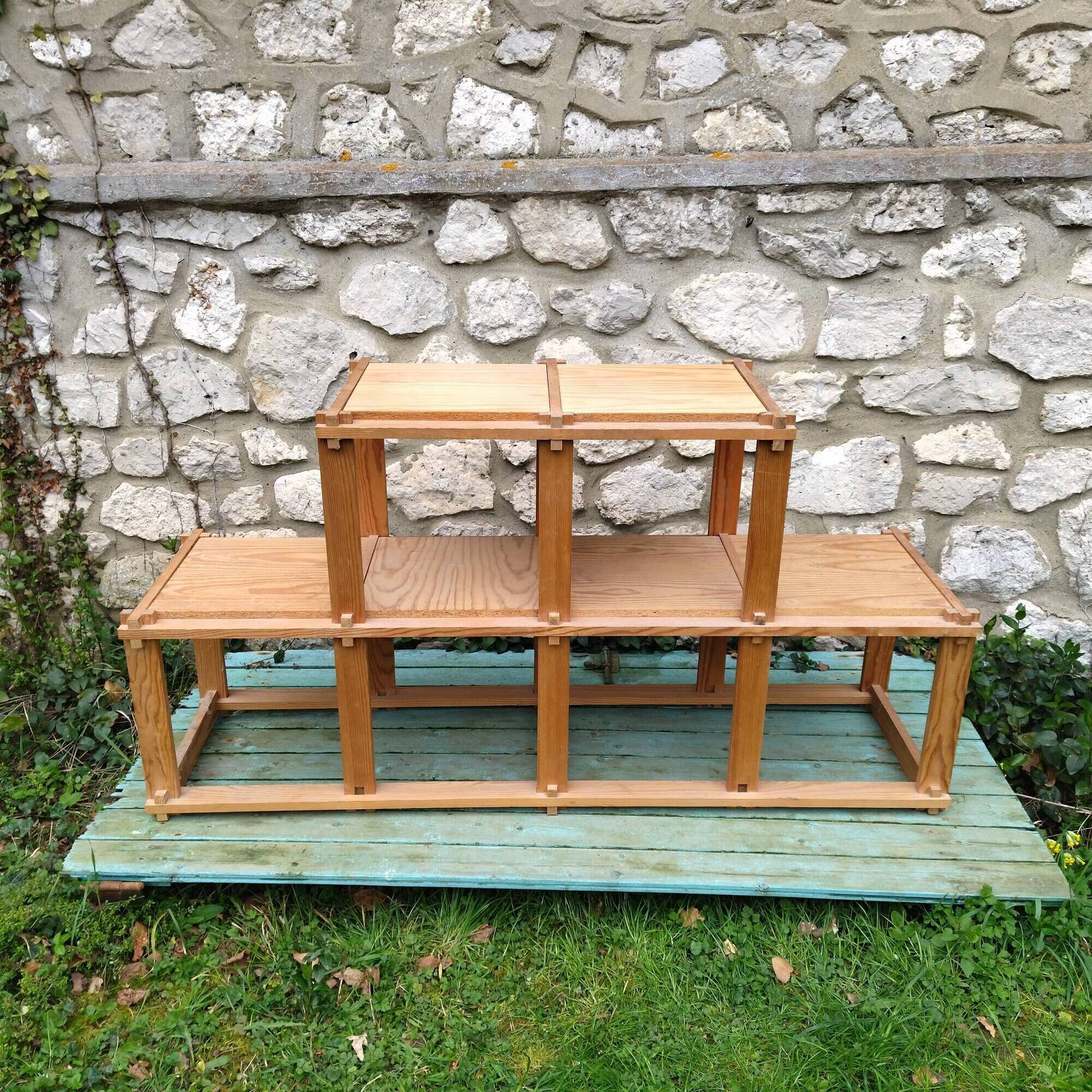 Solid wood shelf pine revival bauhaus 70s