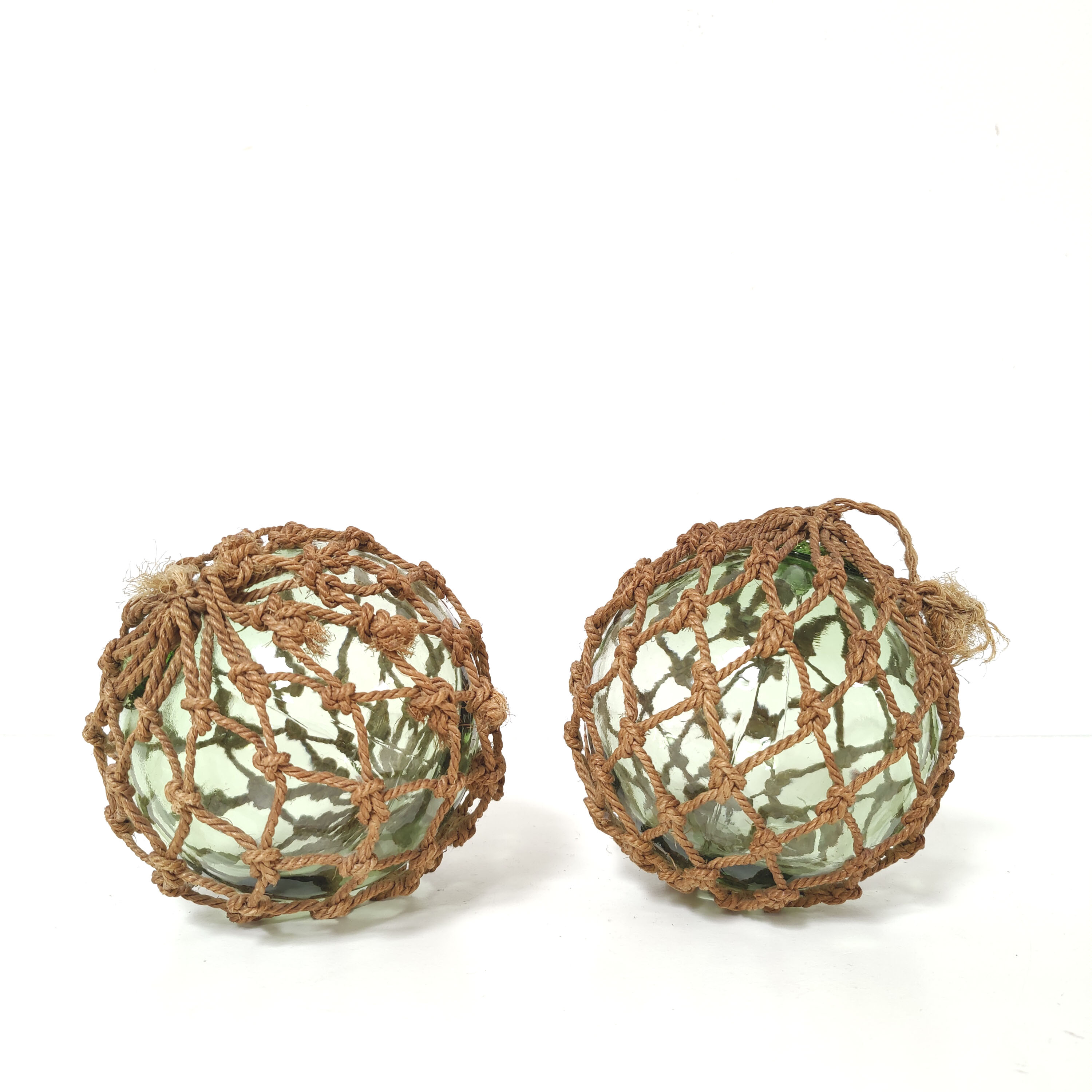 Lot 2 flotteurs marin boule verre et corde