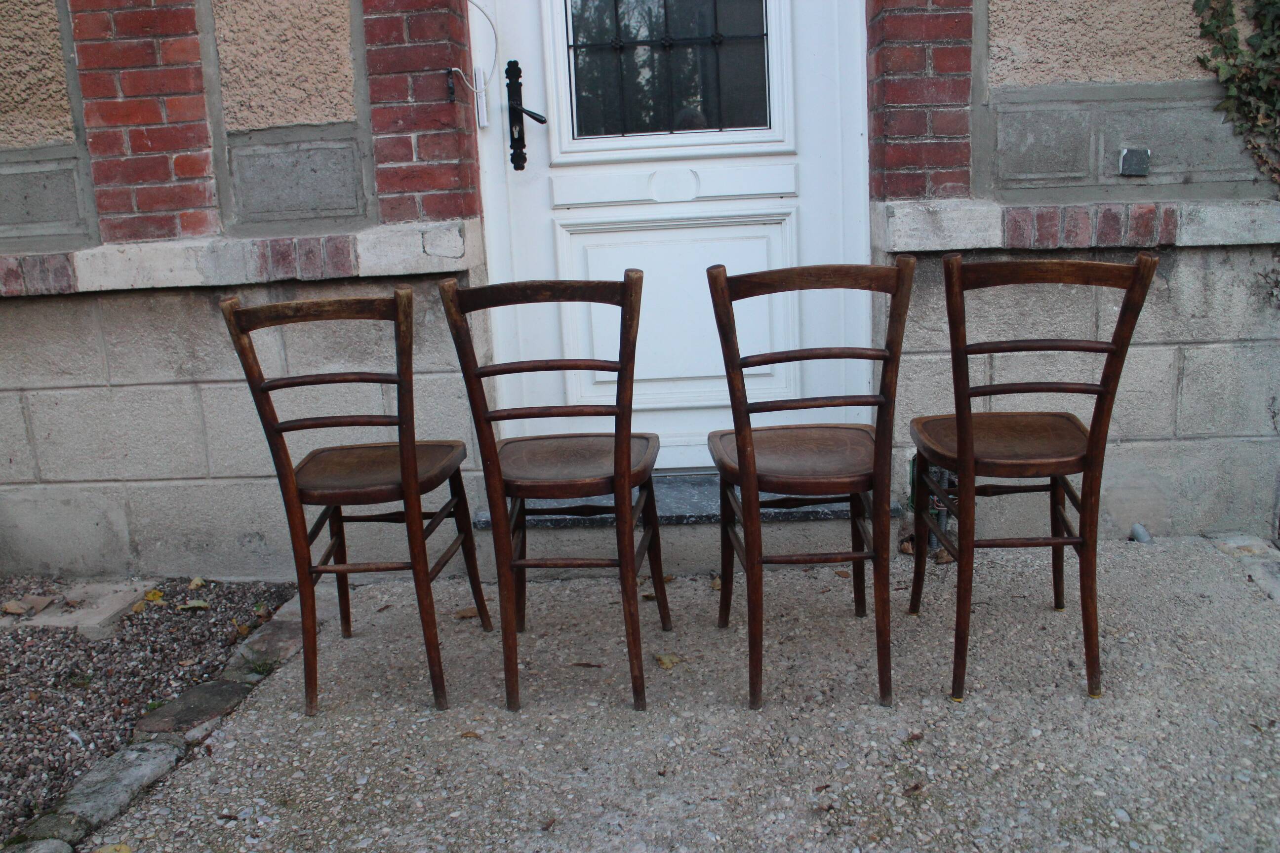Lot de 4 chaises bistrot assises décorées