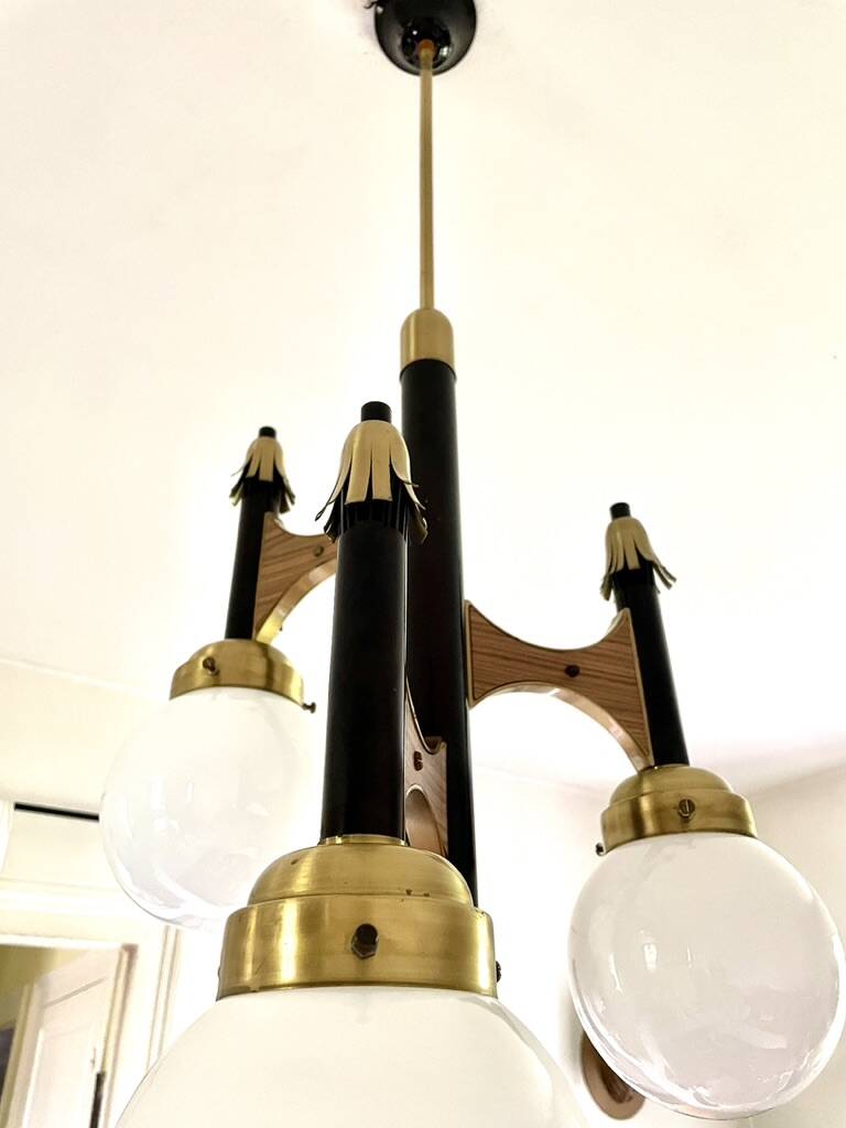 Lustre cascade de 3 globes Targetti 1950