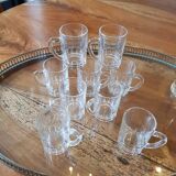 9 tasses à café en verre années 70