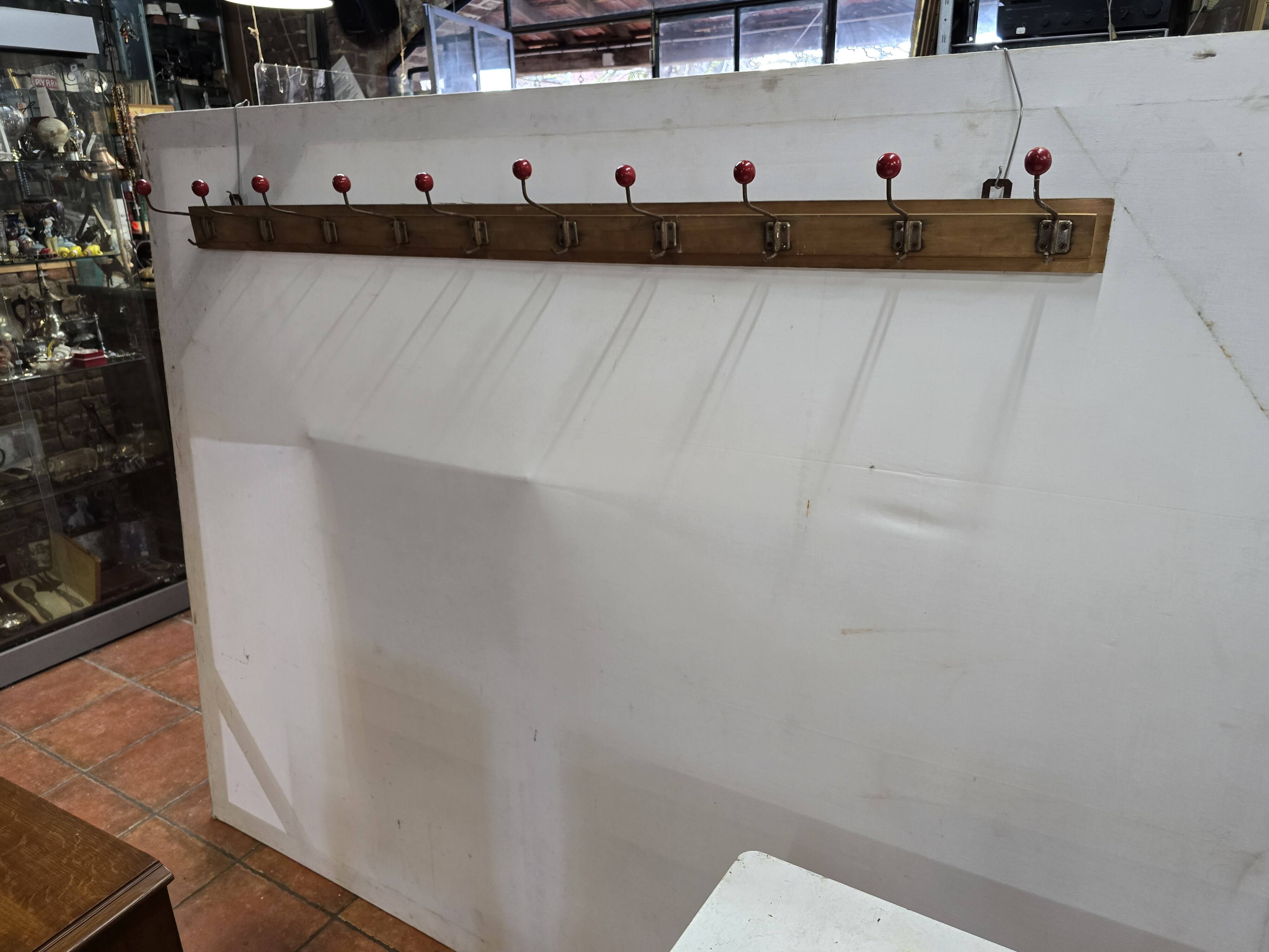 1960s school coat rack with 10 hooks