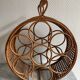 Rattan bottle holder, wood, vintage canework