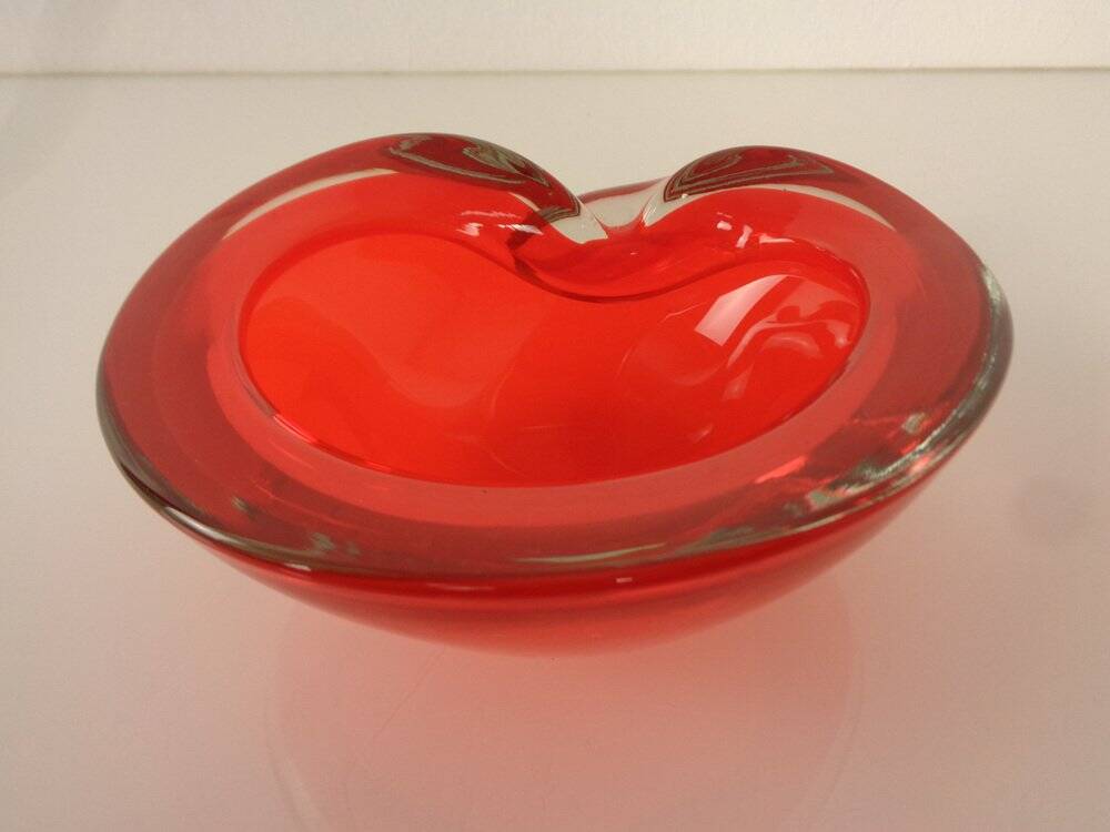 Vintage Italian Red Murano Glass Ashtray, 1960s
