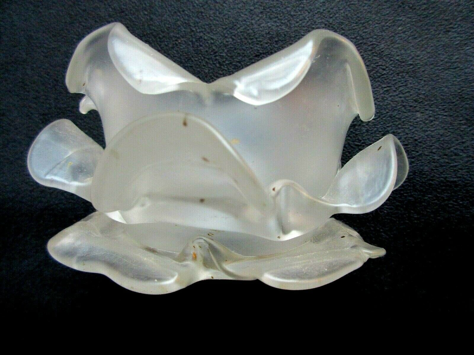 Art Deco art brass carved with acanthus, pink tulip in colorless glass