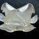 Art Deco art brass carved with acanthus, pink tulip in colorless glass