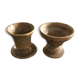 Set 2 stoneware candlesticks