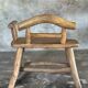 Small brutalist bench with backrest and armrests in Asian blonde teak H67 L6