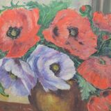 C. Steveniers - French School of the 20th century Still life with poppies. Oil on canvas signed