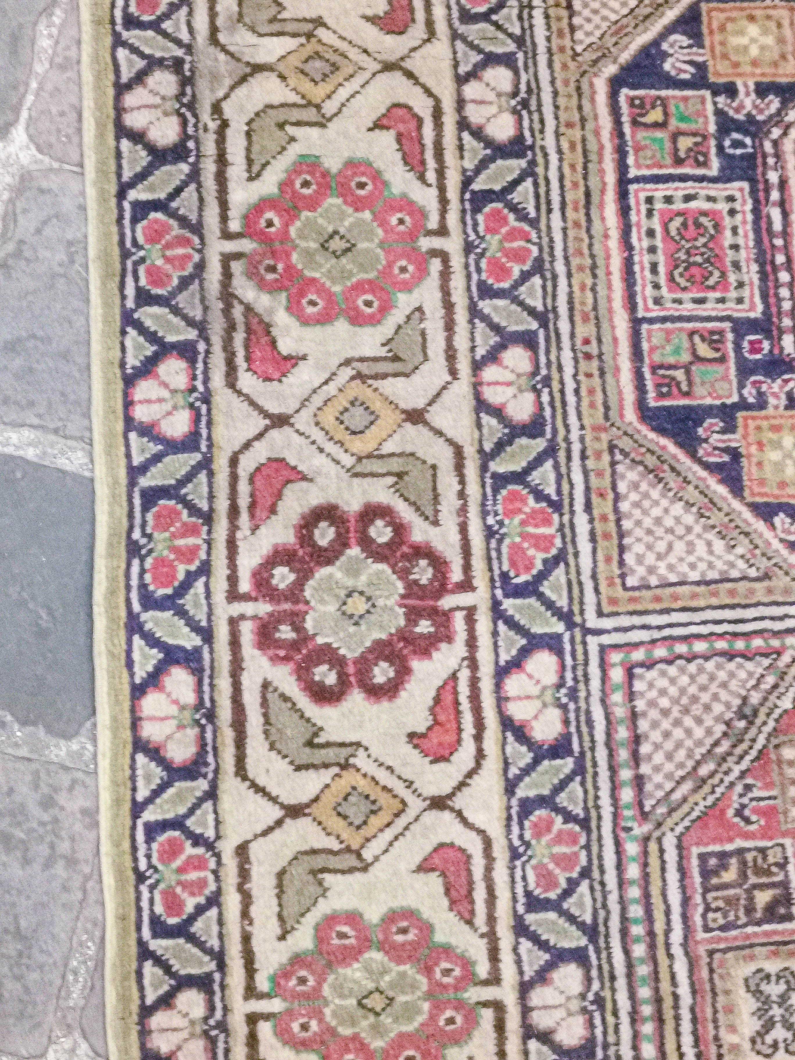 Turkish vintage handmade oriental rug Caesarea 3 x 2 m